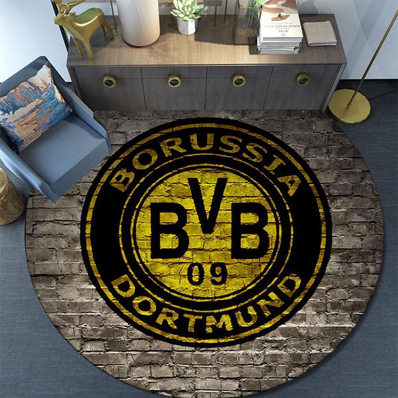 Borussia Dortmund,Round Area Rug,Carpet Rug for Living Room Bedroom Sofa Playroom Decor,Non-slip Floor Mat