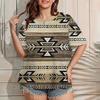 Ethnic T-shirt Women's Short Sleeve Retro Harajuku Wind Geometric Printing Summer Outdoor Casual Tops OverSize Women's Clothing
