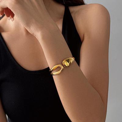 18k Gold-Plated Stainless Steel Teardrop Bangle - Minimalist Women's Versatile Bracelet