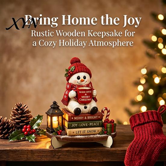 Winter Party Decorations Christmas Wooden Table Sign, 2D Flat Santa Claus/Snowman Reading Desktop Ornament Gift for Family with Stand, Holiday