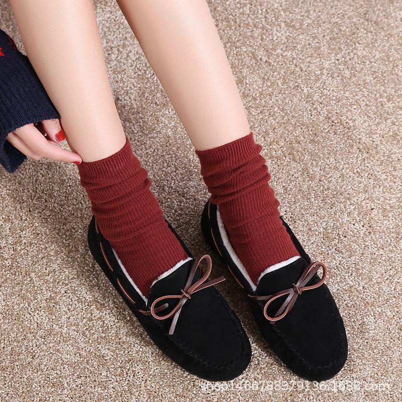 Fashion 2025 Winter Cotton Fur Moccasins Woman Furry Loafers Warm Slip On Bowtie Flats Shoes Ladies Daily Work Barefoot Mocasines Femmes