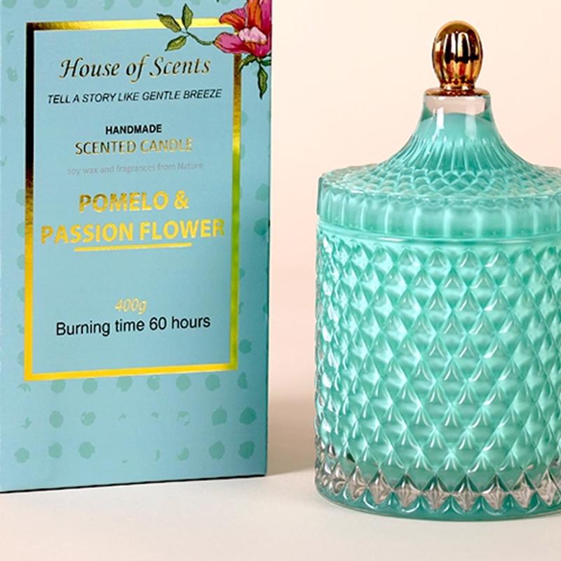 Diamond Glass Jar Aromatherapy Candle Jar with Lid Classic Home Decoration Romantic Wedding Decoration Glass Candle Jar Gift Box