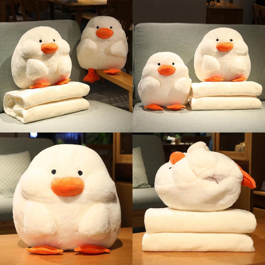 Cartoon Duck Warm Hand Pillow With Flannel Blanket For Office Napping And Travel Comfort