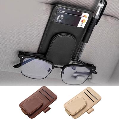 Pince Universelle pour Lunettes de Soleil à Pare-Soleil de Voiture Auto, Clip Magnétique en Cuir, Clip pour Tickets, Accessoires de Voiture