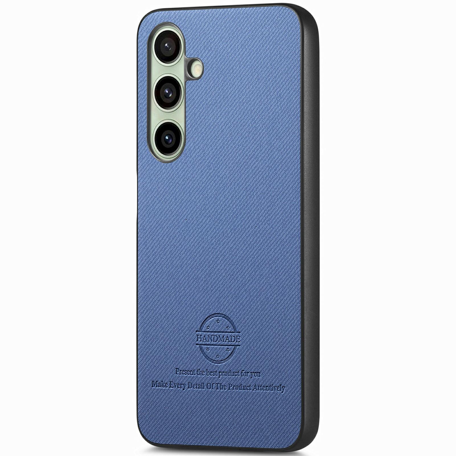 

For Samsung Galaxy S24 Case Cloth Texture Leather+PC+TPU Anti-Drop Phone Cover Khaki