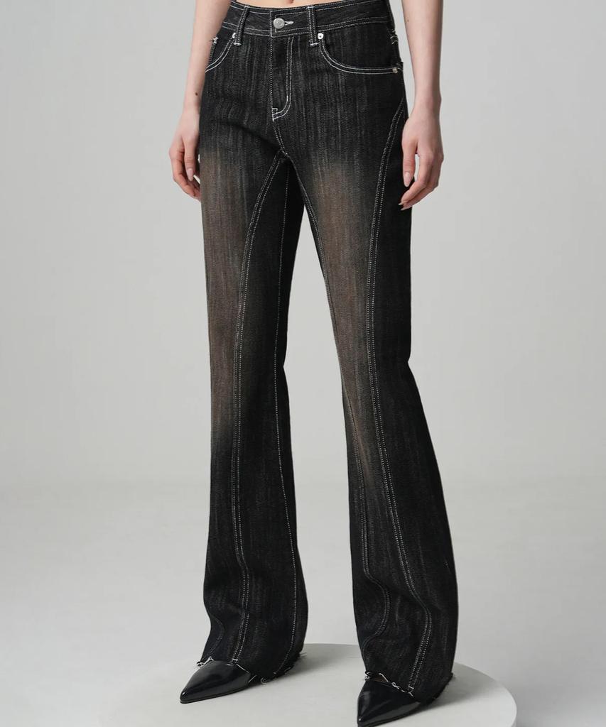 AVANDRESS Thin Bootscut Pants Vintage Blue (C Type)
