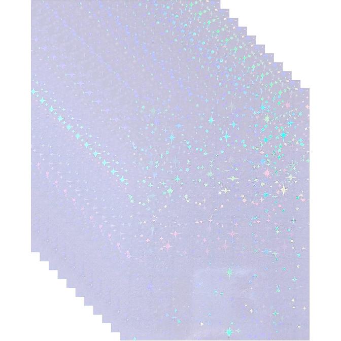 20 Sheets Stars Holographic Sticker Paper A4 Size Rainbow Laminating Film Holographic Self-Adhesive Laminted Film