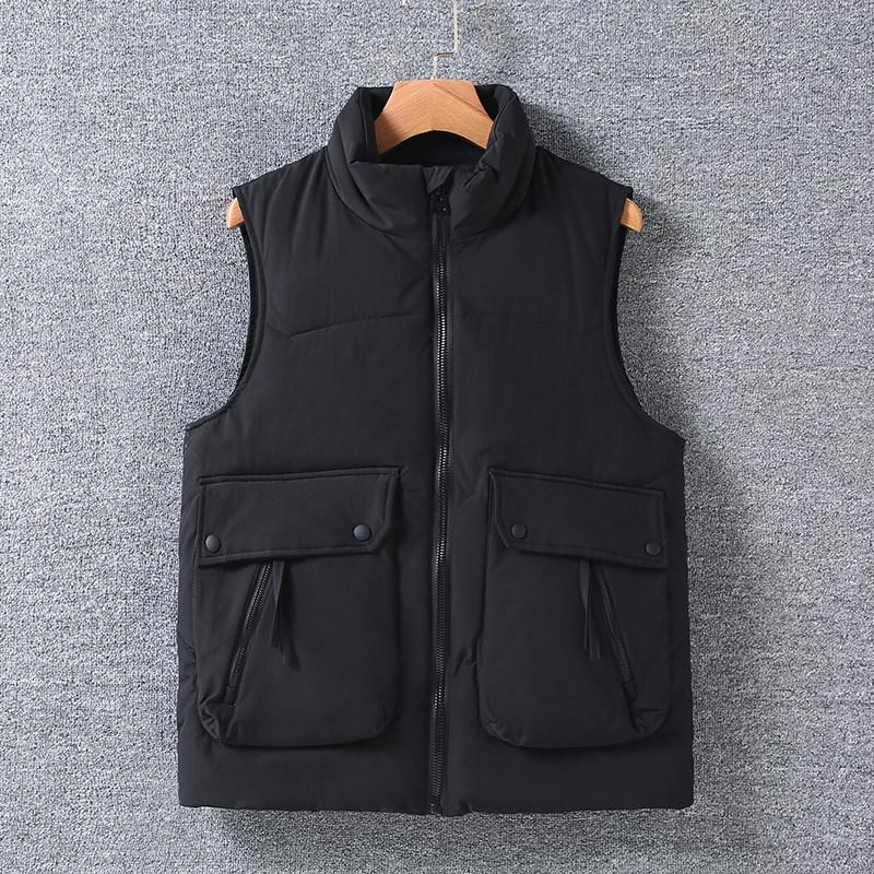 Men Plus Size Workwear Padded Vest Men Thick Warm Sleeveless Jackets Men Cotton‑Padded Outerwear Gilet Male Soild Color Waistcoat