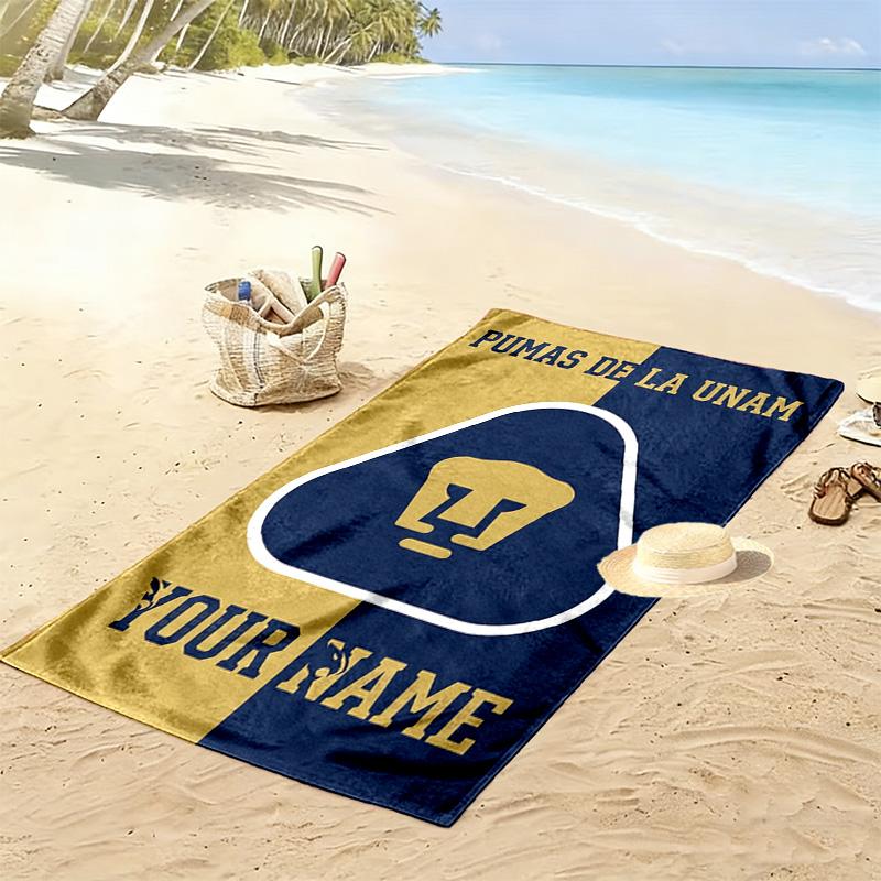 Name Custom UNAM Pumas Print Beach Towel, Large Soft Quick Dry Towel for Beach Camping Swimming