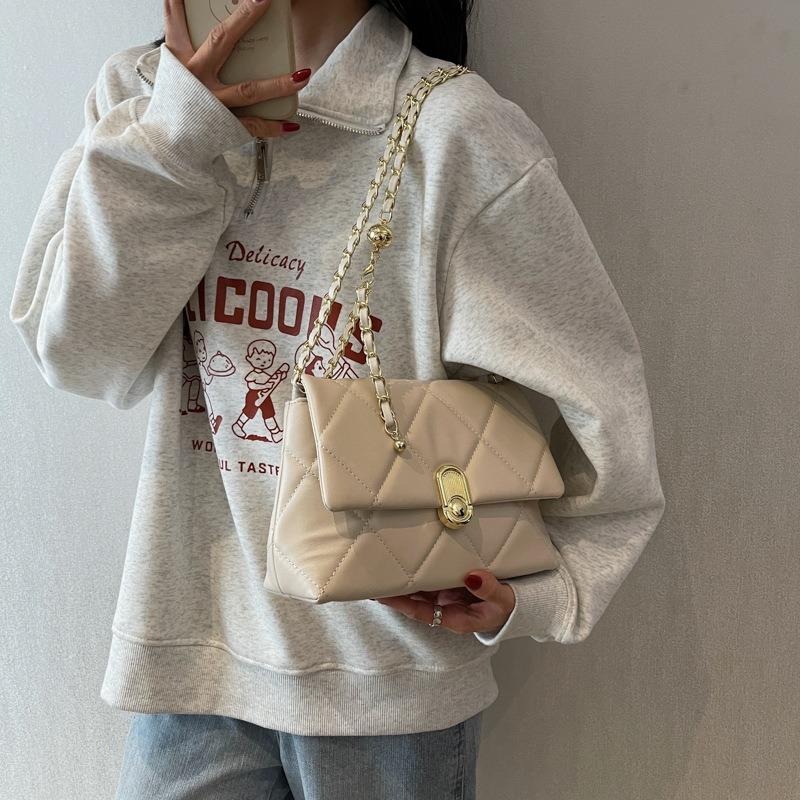 Rauten-Ketten-Tasche Damen vielseitige neue Nischen-Design Schulter-Umhängetasche hochwertig kleine quadratische Tasche