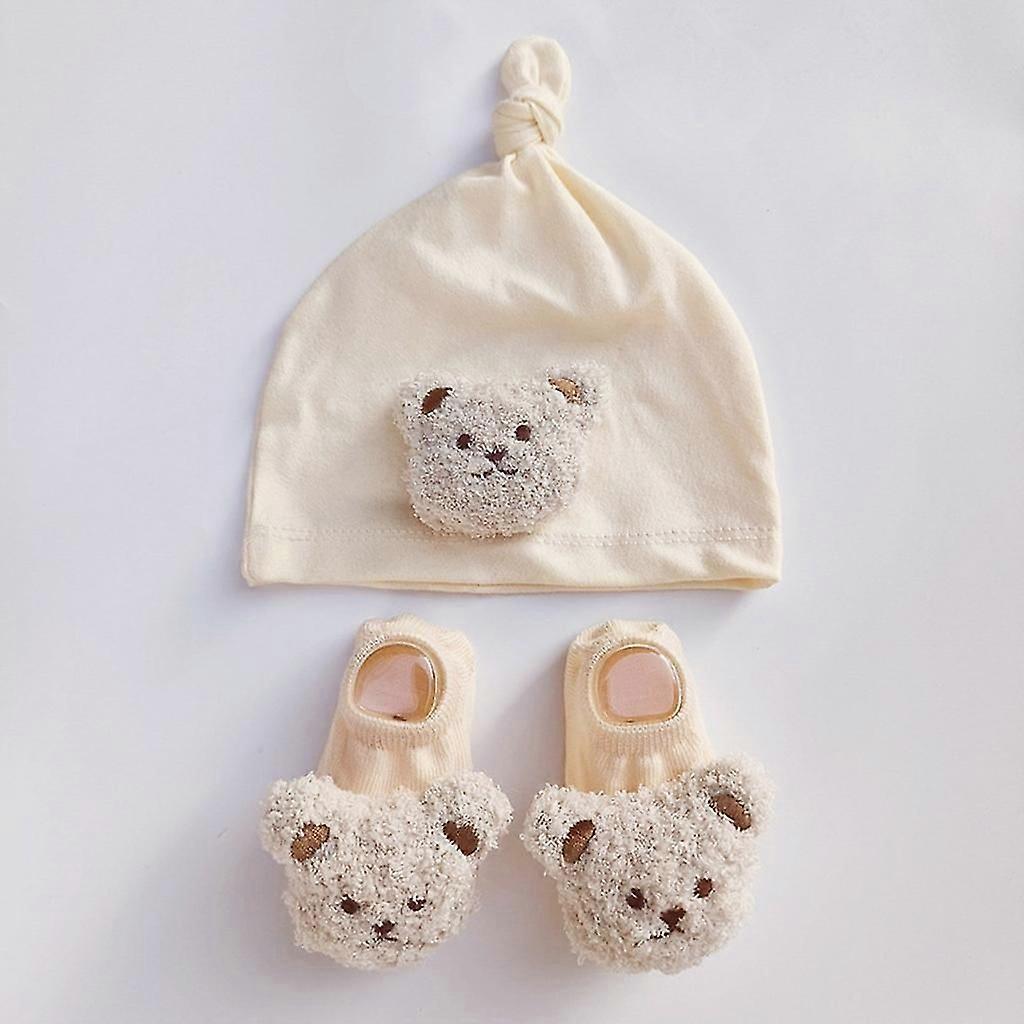 Winddichtes Baby-Mützen- und Socken-Set Für Babys Niedliche Bären-Baby-Mütze