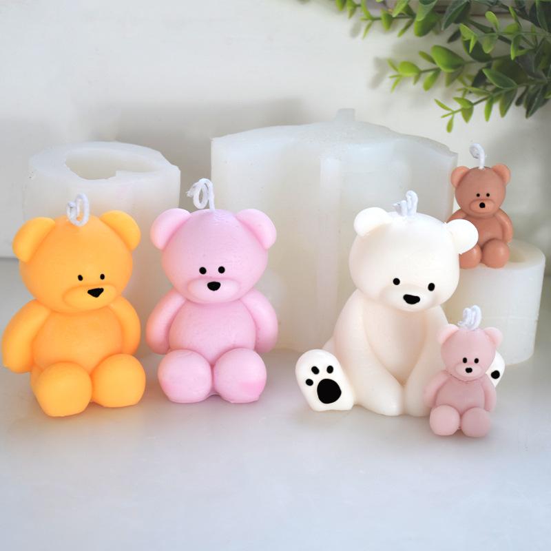 3D Large Size Bear Candle Silicone Mold Sitting Bear Craft Plaster Resin Handmade Candle Making Kit Home Party Decoration Gift
