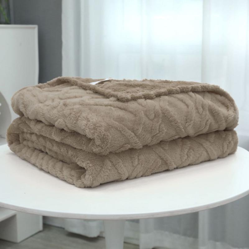 Autumn and Winter New High-gram Single-layer Double-sided Jacquard Tafu Fleece Shu Cotton Fleece Multi-functional Blankets