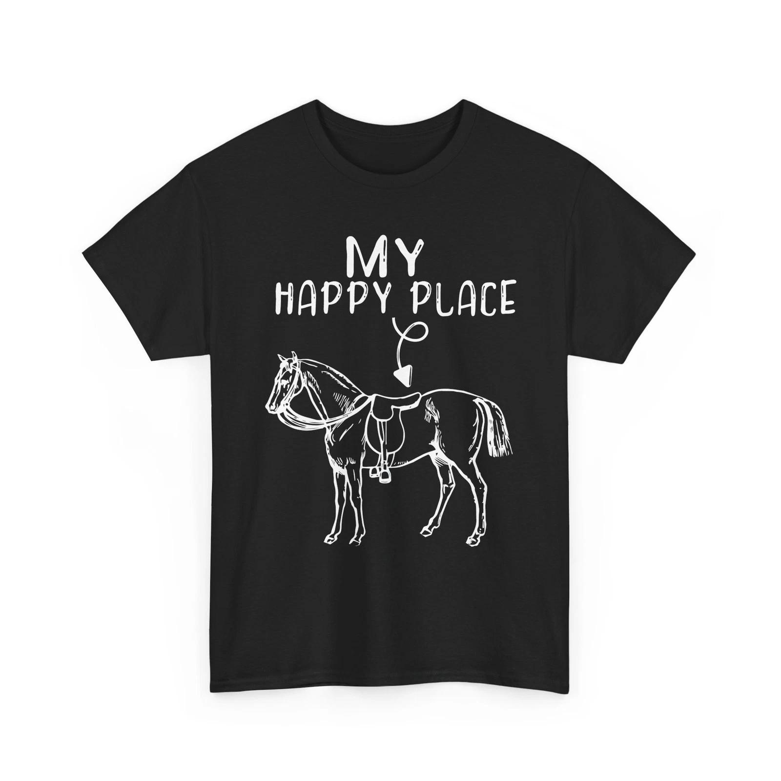 Horse Riding Shirt, My Happy Place Horseback Riding Lovers Women Men Shirt XL