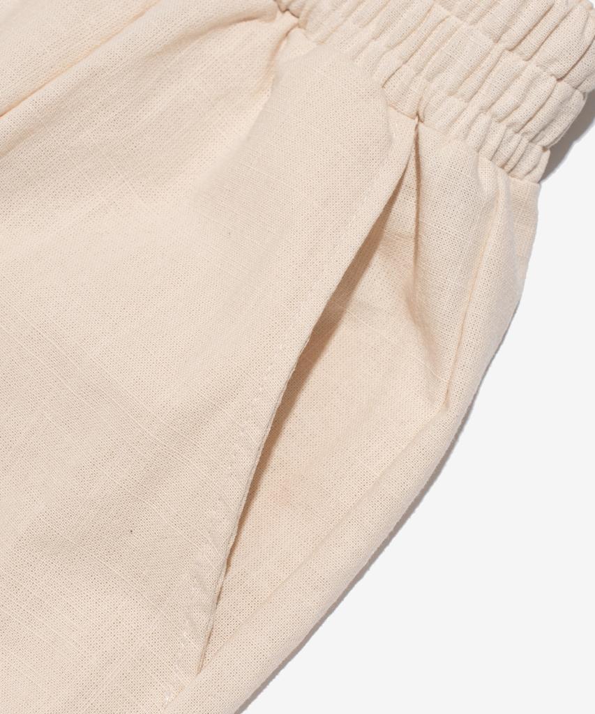 CARGOBROS Linen-Like Pintuck Wide Pants (Beige)
