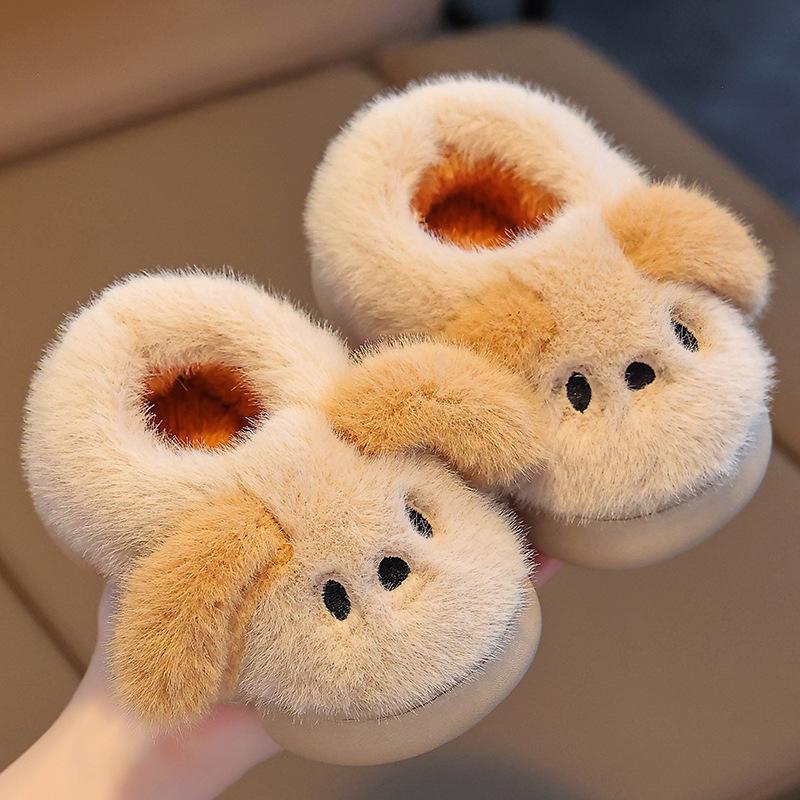 New Home Cotton Slippers Winter Warmth Girl Shoe Comfort Non Slip Boy Shoes Cute Thick Cotton Shoe Plush Bag Heel Simple Slipper