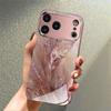 Luxus Blumenmuster Rosa Metallisch Gehärtetes Glas Handyhülle Für iPhone 11 12 13 14 15 16 17 Pro Max 15 Plus 17 Air 16E Hülle