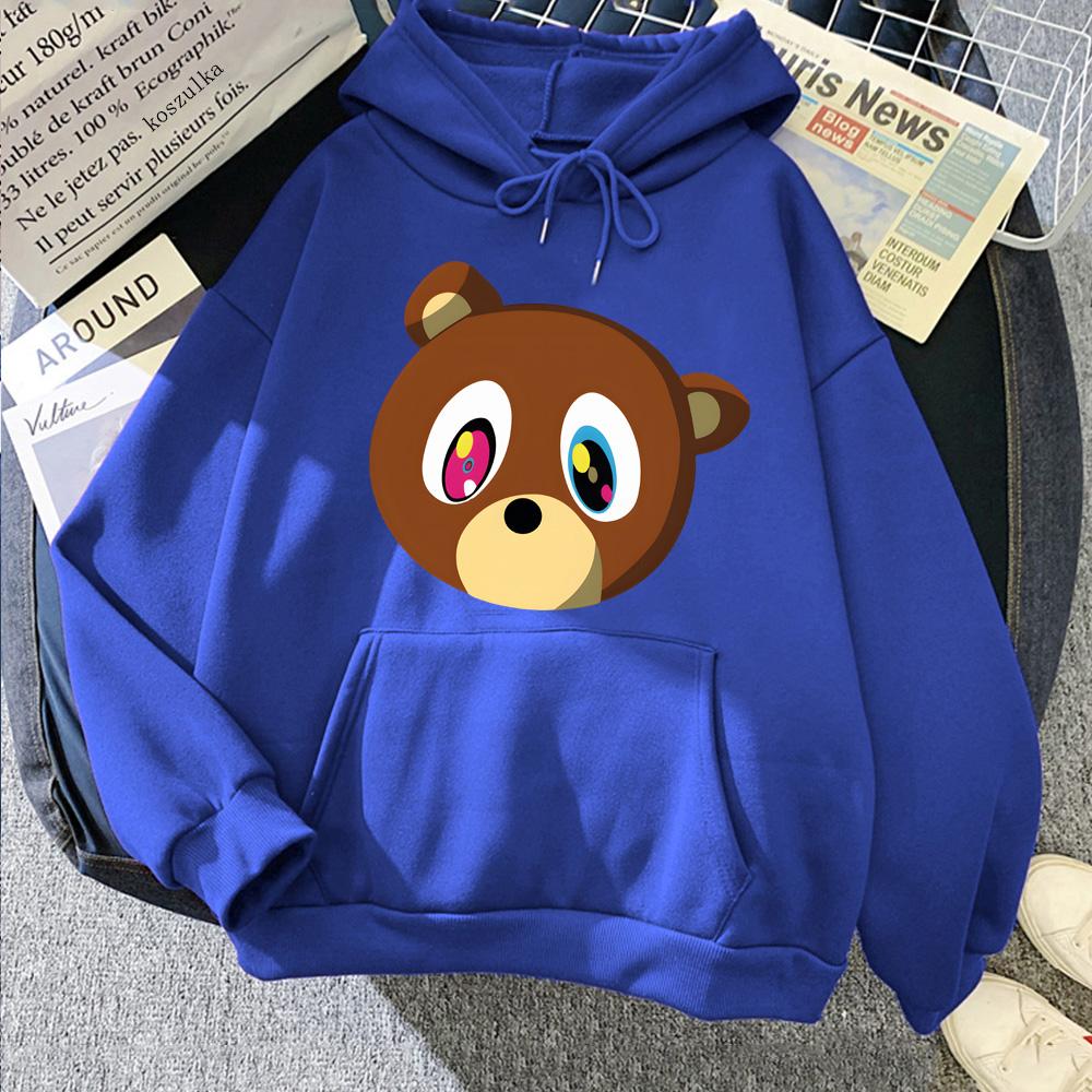Kanye West Cartoon Tops Popular Characters Print Hoodies Male Fashion Street Sweatshirts Autumn Casual Fleece Hooded Pullovers