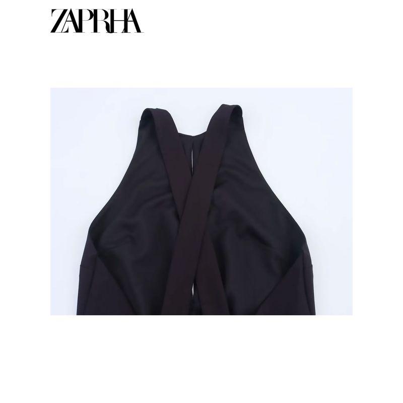 Zaprha 2025 New Arrival Gold Inlaid Minimalist Sleeveless Sexy Silm Mini Dress Short 2298097