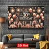 2D Luxury 30th Birthday Backdrop, Rose Gold Balloons & Champagne Decor Banner