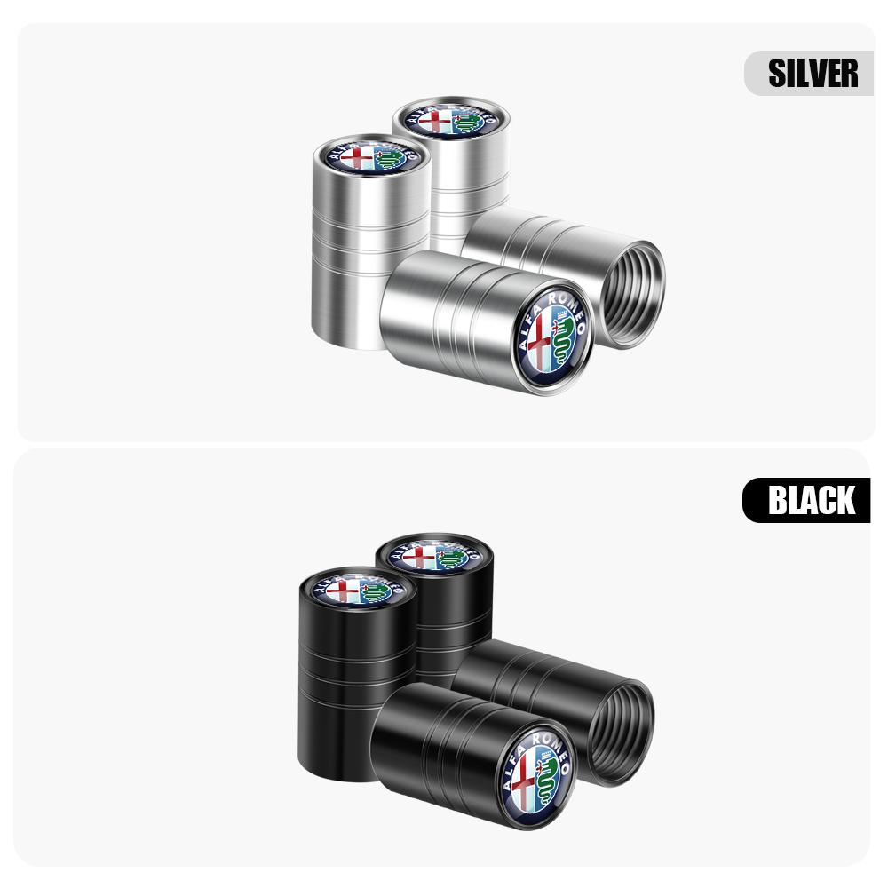 HNZCY1 4Pcs Car Valve Cap Wheel Valves Dust Cover Tire Accessories Waterproof For Alfa Romeo Giulietta Giulia GT Mito Brera F1 Stelvio