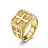 Vintage Stainless Steel Cross Ring for Men Unique Style Titanium Steel Band Finger Jewelry Gothic Design Durable Material