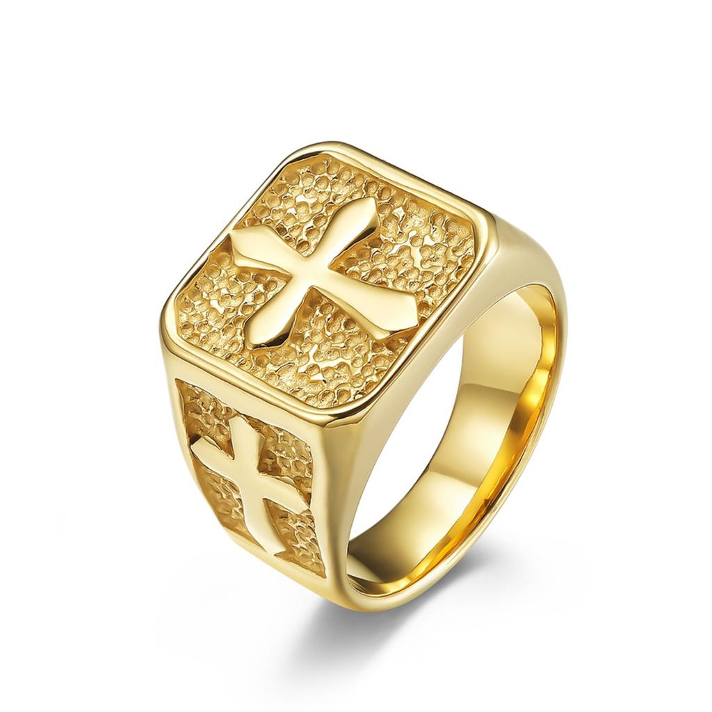 Vintage Stainless Steel Cross Ring for Men Unique Style Titanium Steel Band Finger Jewelry Gothic Design Durable Material