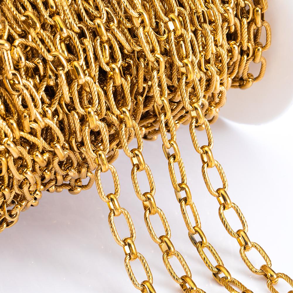 1M Stainless Steel Frosted Rounded Square Punk Chains Hip-hop Necklaces Oval Cross Chains Accessory for DIY Jewelry Making Gifts