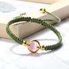 Cat Eye Braided Bracelet Handmade Metal Circle Spacer Chain Adjustable Couple Bracelets Jewelry Gift