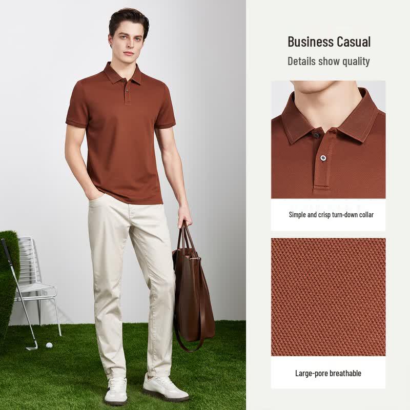 Antonio Men's Silk & Wool Blend Business Casual Polo Shirt