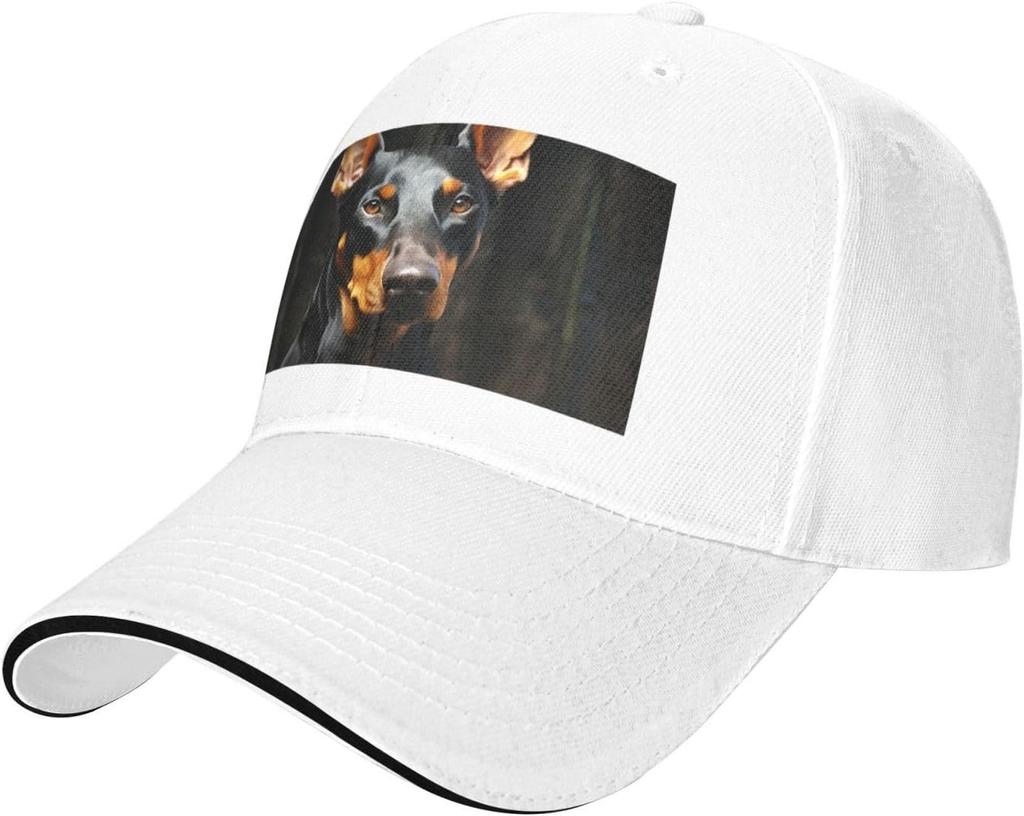 Doberman Print Baseball Cap Adjustable Polyester Casual Outdoor Golf Dad Hat Unisex
