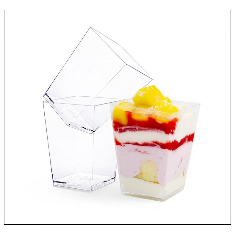 

Square Dessert Cups with Lids and Spoons
