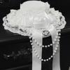 Lace Headpiece Gothic Lolitas Headwear Subcultures Hair Accessories Rose Bead Chain Headdress Top Hat Hair Clips Gifts