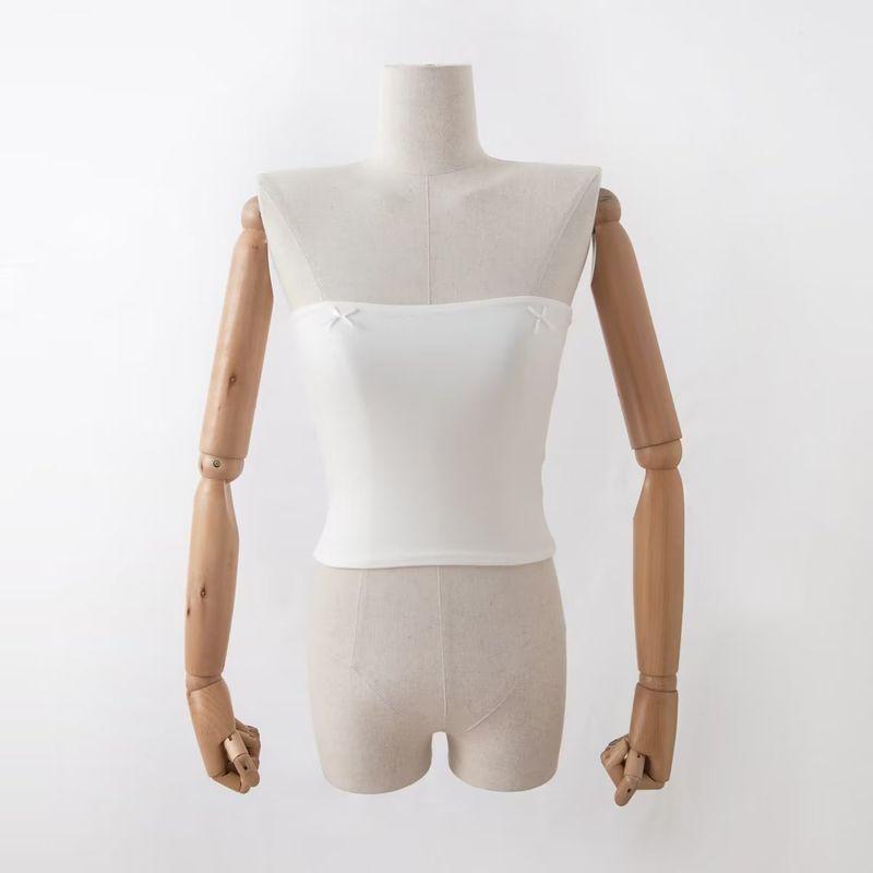 

Pure Desire Style Fashion Summer Bows Double Layer Sexy Vest Minimalist Daily Sleeveless Inner Match Tube Top Girly Style White M