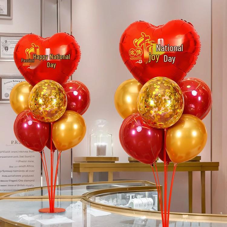 Five-Star Red Heart Balloons for National Day & Mid-Autumn Festival Décor