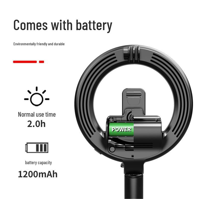 Bluetooth Selfie Stick with LED Ring Light & Tripod for Mobile Phone Live Streaming