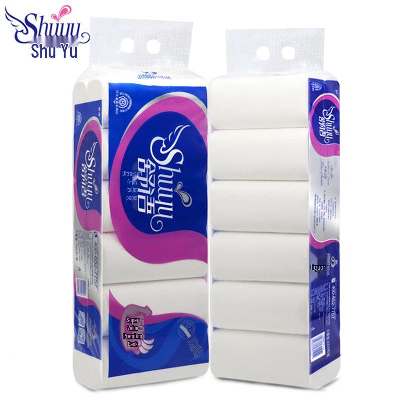 Shuyu Virgin Wood Pulp Coreless Toilet Paper, 12 Rolls (1500g, 2 Packs) No