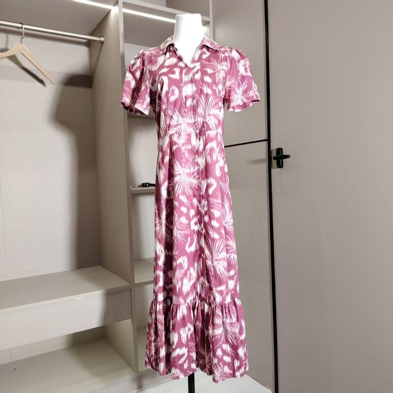 

Cotton Slim fit Short sleeve Long Patchwork Skirt Print Dress Printed L