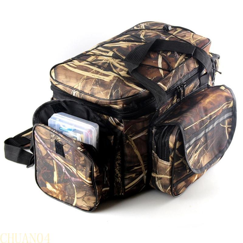 A1A2 Large Capacity Fishing Tackle Bag MultiPockets Fishing Gear Carrying Bag Outdoor Portable Oxfords Cloth Shoulders Bag