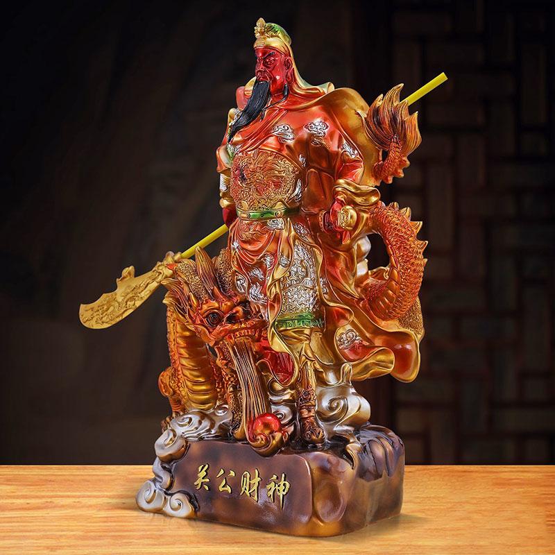 Colorful Guan Gong Fortune Statue Resin Ornaments Household Worship Sculpture Crafts Company Front Desk Decoration Opening Gifts