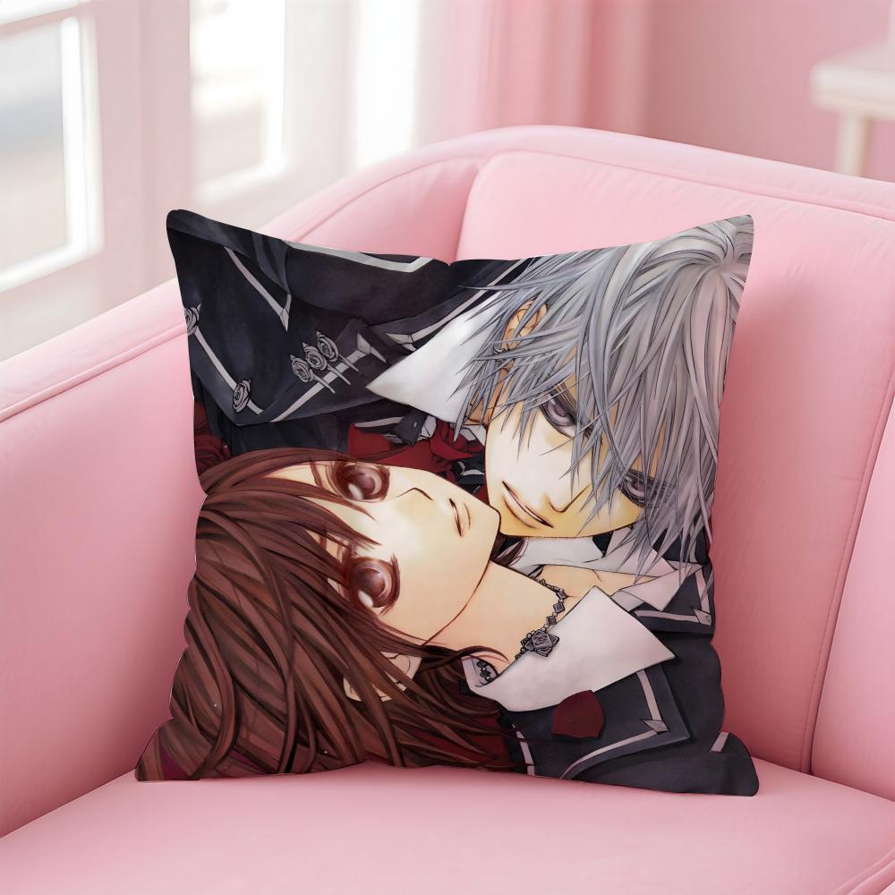 Fashion V-Vampire Knight Anime Cushion Cover Pillowcase Short Plush Invisible Zipper Room Sofa Cushion Cover
