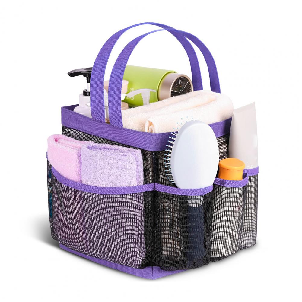 8Pocket Mesh Toiletry Bag Hanging Waterproof Bathroom Shower Bag Beach College Dorm Hanging Shower Organizer Portable Travel Bag