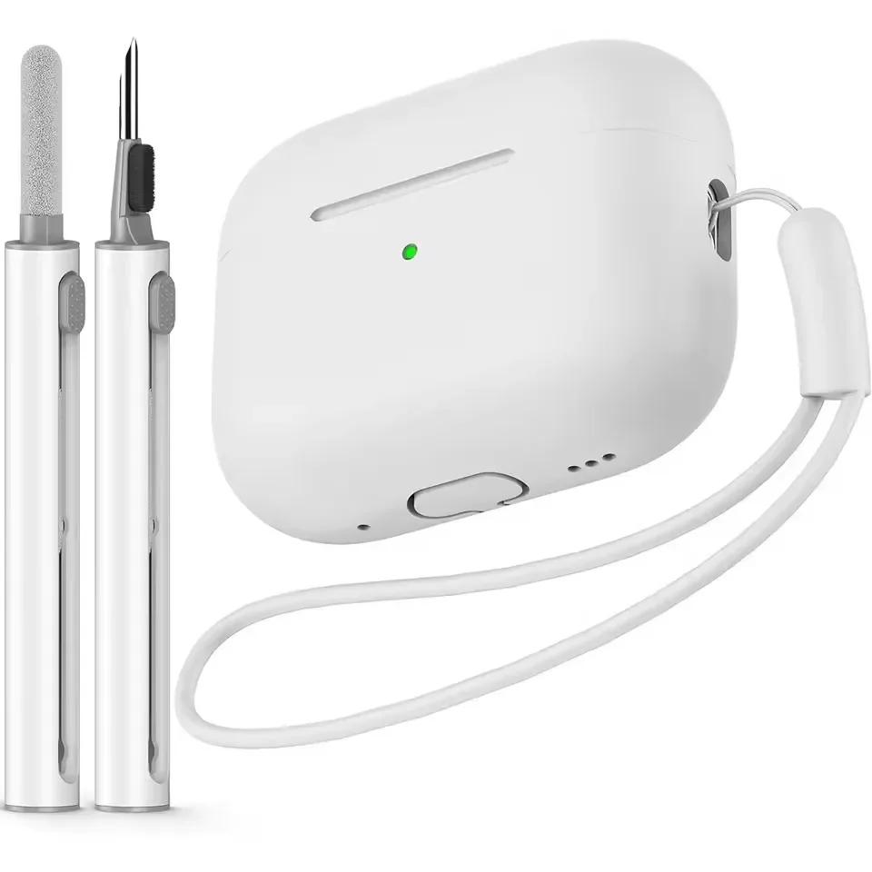 For Airpods Pro 2 Case Cover with Cleaner Pen Kit Soft Silicone Protective Case for Apple Airpods Pro 2nd/1st Case Generation