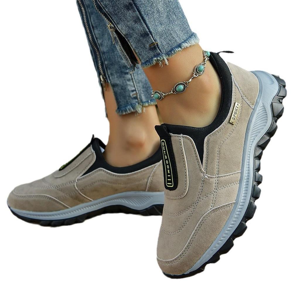 Women's Plus Size Single Shoes Casual Flat Bottom Ultra Lightweight Sports Shoes Thick Soled Sneaker Solid Color 36-46
