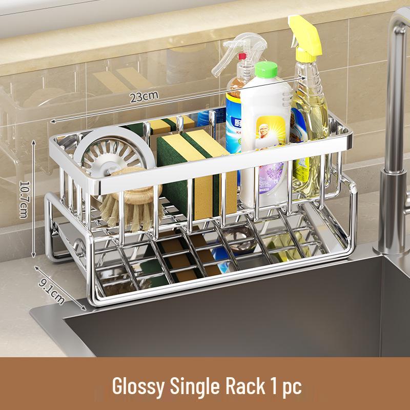 Kitchen Sink Storage Rack - Drain Rack for Detergent, Sponge, and Steel Wire Ball