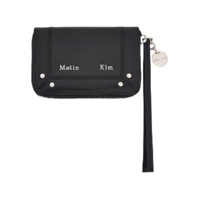Steel Logo Rivet Compact Wallet Black