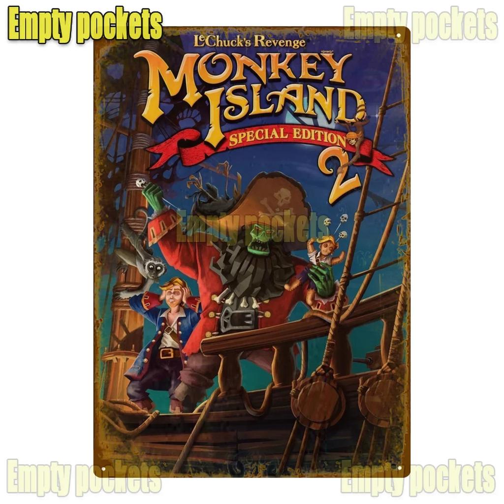 Klasická hra The Secret Of Monkey Island Kovové cedule Dekorace do garáže Domácí kino Design kuchyně Plechový znak Plakáty dárek pro děti