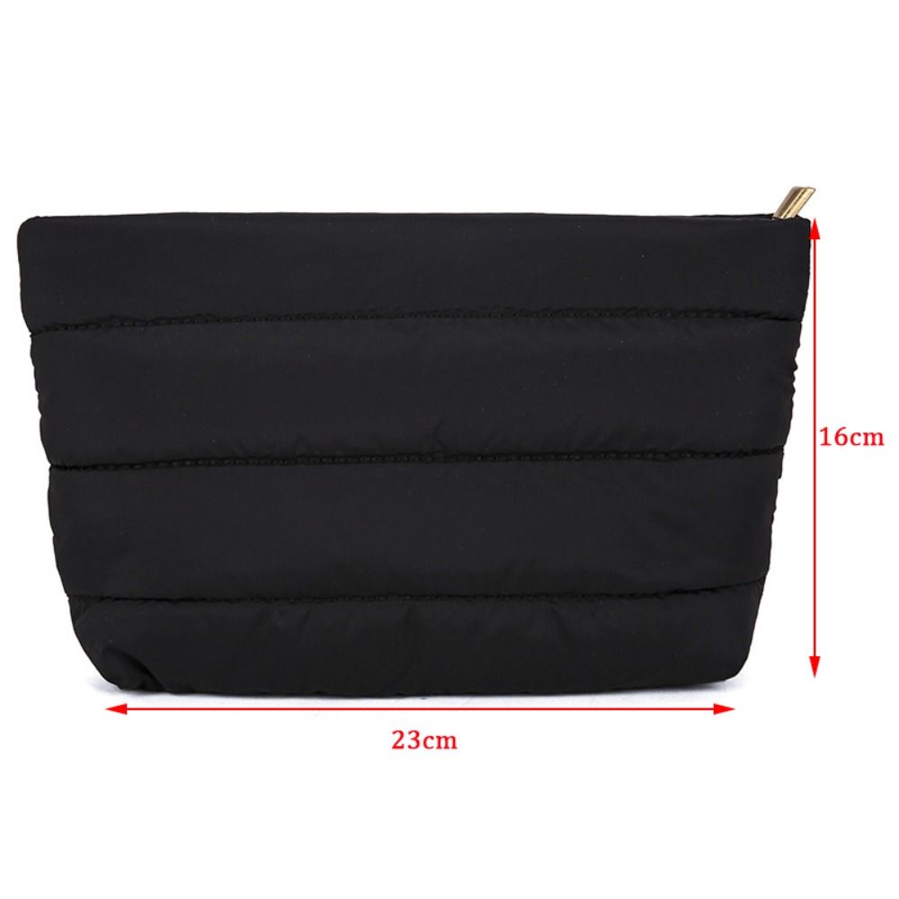 Fashion Quilted Makeup Bag Puffy Padded Large Capacity Travel Toiletry Bag Zipper Solid Color Women Cosmetic Organizer Bag