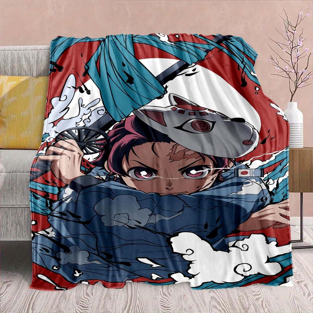 Demon Slayer Anime Flanelldecke - Weich Warm Perfekt für Sofa, Bettwäsche Camping Reise Büro Heimdekor -QJY
