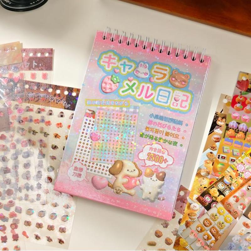 18Sheets/Book Cute Mini Desserts Cut Film Sticker Book Creative Handbook Diy Scrapbook Book Phone Decoration Collage Stationery